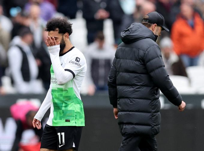 Liverpool v zadnjih tednih nima razlogov za zadovoljstvo, Jürgen Klopp je zaradi slabe forme na klop posadil tudi prvega strelca ekipe Mohameda Salaha. | Foto: Reuters