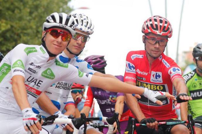 Vuelta 2019 Pogačar Roglič | Tadej Pogačar je dobil 13. etapo dirke po Španiji, Primož Roglič je bil drugi. | Foto Unipublic/Photogomez Sport