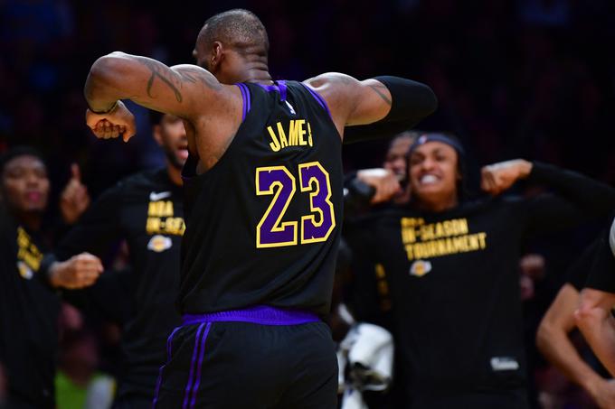 LeBron James je bil najbolj razpoložen ob zmagi Lakersov. | Foto: Reuters