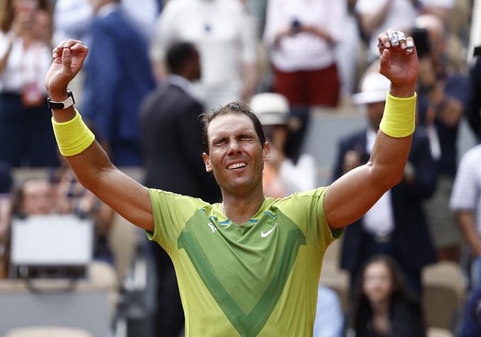 Nadal je osvojil že 22 turnirjev za lovoriko grand slam. S tem je na večni lestvici še nekoliko pobegnil Novaku Đokoviću in Rogerju Federerju (oba 20). | Foto: Reuters