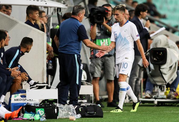 Za Slovenijo je nazadnje igral septembra lani, ko je z igrišča poškodovan odšepal po 83 minutah. | Foto: Morgan Kristan/Sportida