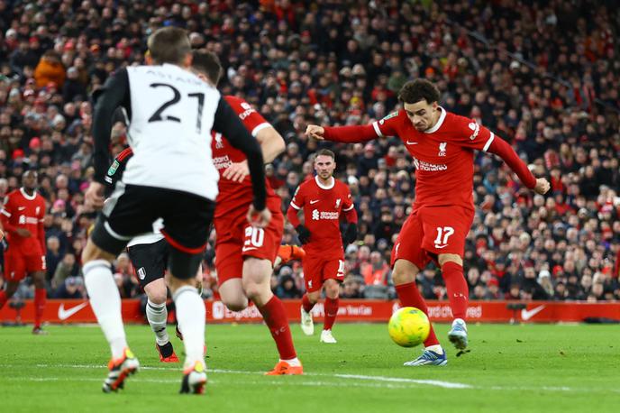 Liverpool Curtis Jones | Curtis Jones je v drugem polčasu zadel za 1:1, nato je za vodstvo Liverpoola mrežo zatresel Cody Gakpo. | Foto Reuters