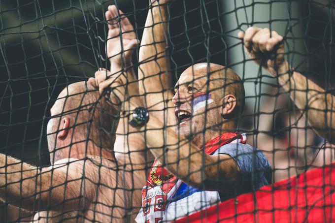 Srbski navijači le niso dočakali dveh zmag proti Sloveniji v junijskem ciklusu lige narodov. | Foto: Grega Valančič/Sportida