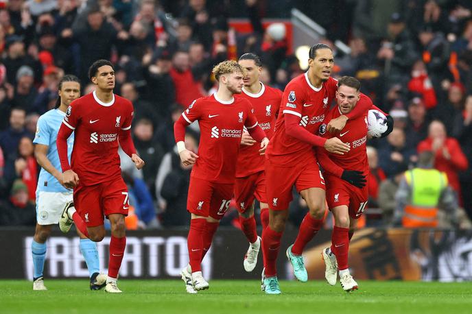 Liverpool - Manchester City | Na velikem derbiju na Anfieldu sta se v nedeljo pomerila Liverpool in Manchester City. | Foto Reuters