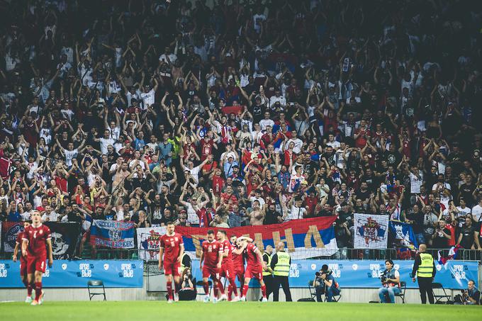 Na zadnji domači tekmi slovenske reprezentance so v Stožicah prevladovali srbski navijači. | Foto: Grega Valančič/Sportida