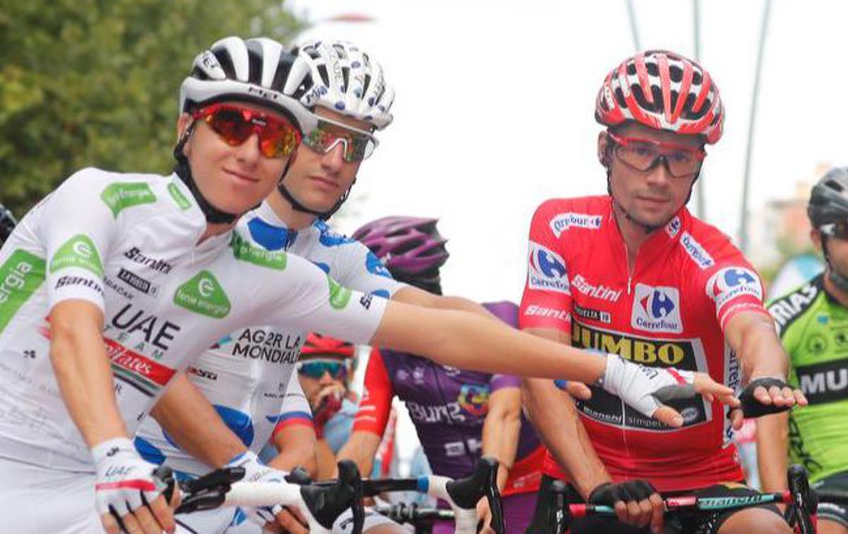 Vuelta 2019 Pogačar Roglič | Tadej Pogačar je dobil 13. etapo dirke po Španiji, Primož Roglič je bil drugi. | Foto Unipublic/Photogomez Sport