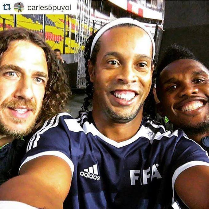 Ronaldinho, Samuel Eto'o, Carles Puyol | Foto: Twitter - Voranc