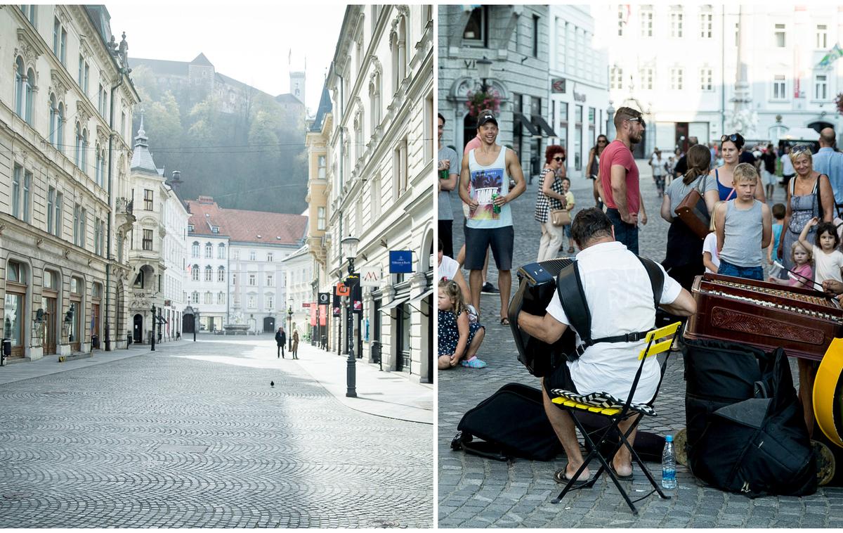 ljubljana nekoč in danes ulični glasbeniki | Ljubljanske ulice so pred karanteno le redko samevale in nikoli niso bile tako neme kot danes. Kdaj se bodo na priljubljene kotičke vrnili ulični glasbeniki? | Foto Ana Kovač
