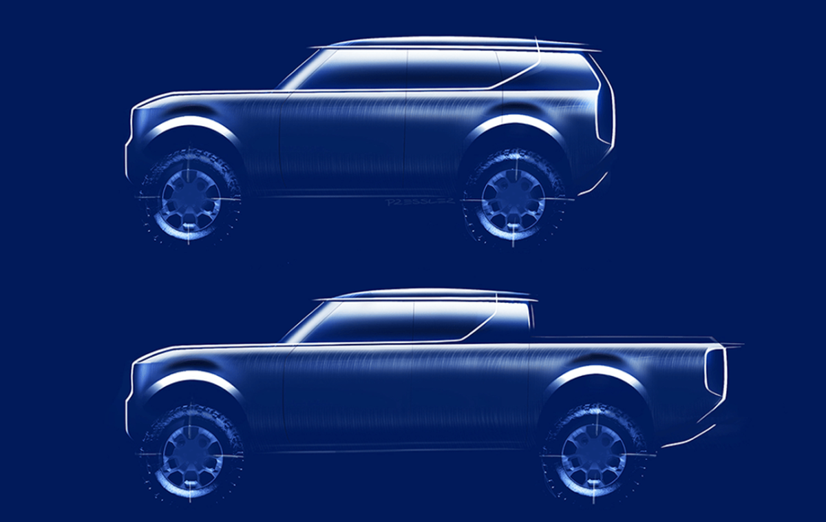 Volkswagen Scout | Volkswagnova skica obeh modelov, ki jih bodo za ZDA v Gradcu izdelovali od leta 2026. | Foto Volkswagen
