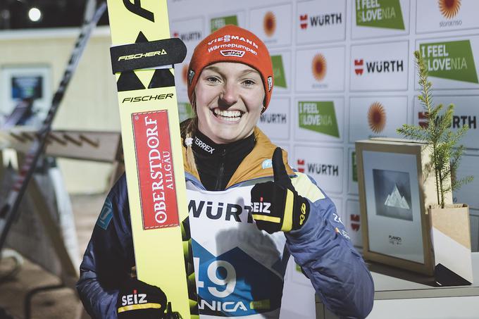 Katharina Althaus, ki je v Planici osvojila že tri zlata odličja, je bila najboljša v kvalifikacijah. | Foto: Sportida