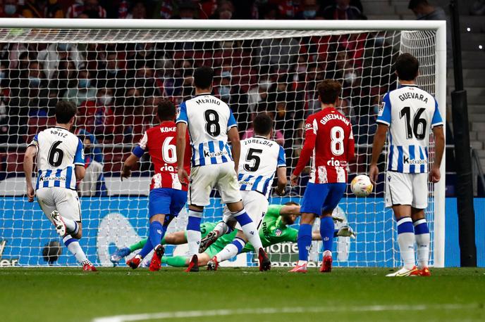 Atletico Real Sociedad Alexander Isak | Jan Oblak je drugi zadetek prejel v 47. minuti, ko ga je s prostega strela premagal Alexander Isak. | Foto Reuters