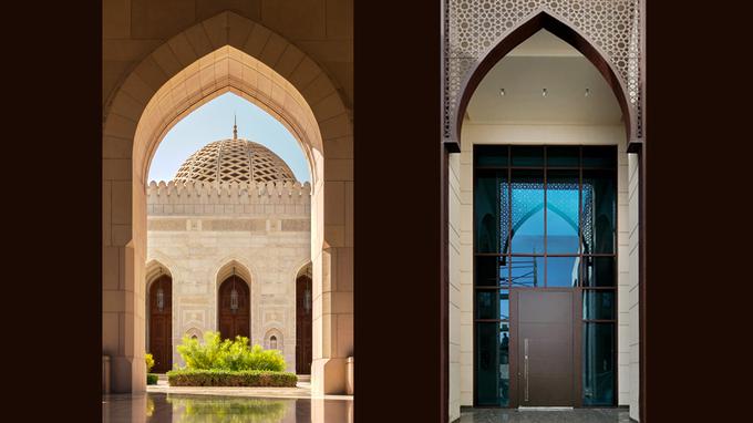 Arhitekturni elementi arabske kulture in moderen Pirnarjev vhod. | Foto: Pirnar