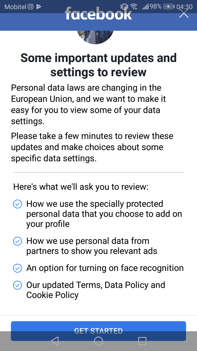 Uporabnikom aplikacije Facebook so se že pričele prikazovati možnosti za upravljanje zasebnosti. | Foto: Daniel Fazlić