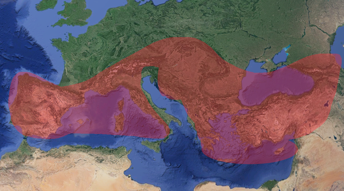 Območje, na katerem so našli dokaze o obstoju celine Velika Adria oziroma Veliki Jadran.  | Foto: Matic Tomšič / Google Zemljevidi