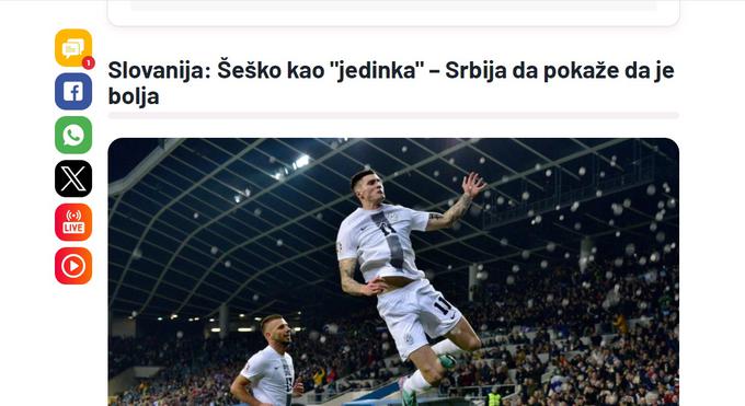 Kako jo je Blic Sportalu ravno pri imenu Slovenije zagodel tiskarski škrat. | Foto: zajem zaslona