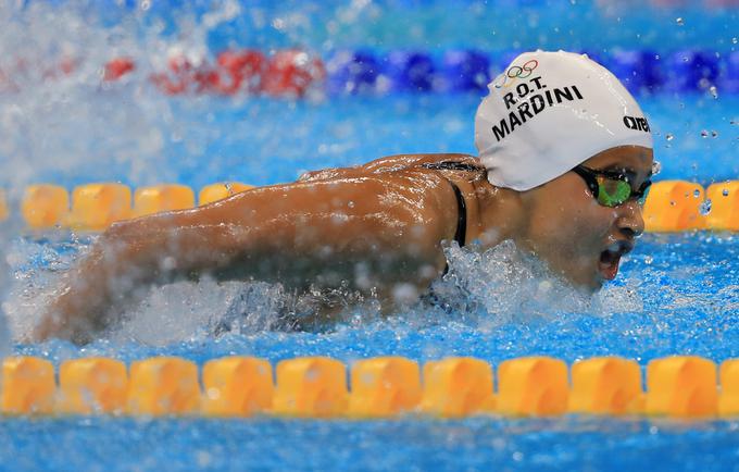Yusra Mardini med olimpijskim nastopom v Riu de Janeiru. V disciplini 100 m delfin je v prvem krogu zmagala v svoji skupini, na koncu pa osvojila 41. mesto. | Foto: Reuters