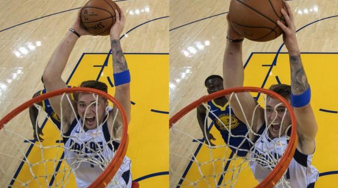 Takole bi bilo oziroma v bližnji prihodnosti morda tudi bo videti, če bo na Luko Dončića med tekmo lige NBA stalno prilepljena televizijska kamera. | Foto: Matic Tomšič / Reuters