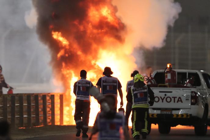 Romain Grosjean nesreča | Grozljivi prizori iz Bahrajna.  | Foto Reuters