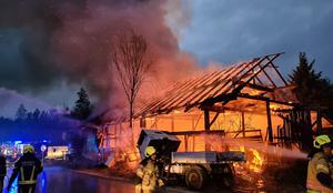 Obsežen požar pri Kranju, osebo odpeljali reševalci