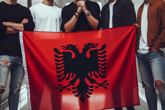Zastava, Albanija | Fotografija albanske zastave, ustvarjena s pomočjo umetne inteligence, natančneje z orodjem Microsoft Copilot.  | Foto Microsoft Copilot / Umetna inteligenca