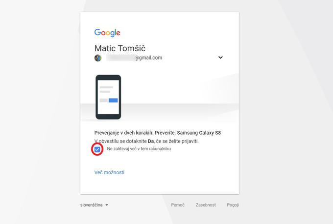 Preverjanje v dveh korakih Google 10 | Foto: Matic Tomšič