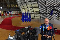Premier Janez Janša ob prihodu na vrh EU v Bruslju
