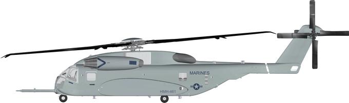 Sikorsky CH-53K King Stallion je največji in najmogočnejši helikopter ameriške vojske, sposoben dvigati težka bremena. Svojo moč kaže že z markantnim videzom. Njegov sedemkraki rotor v premer meri 24 metrov in vzgon zagotavlja s kar 460 kvadratnih metrov površine. Helikopter je dolg dobrih 30 metrov, v višino pa preseže osem metrov.  | Foto: Lockheed Martin