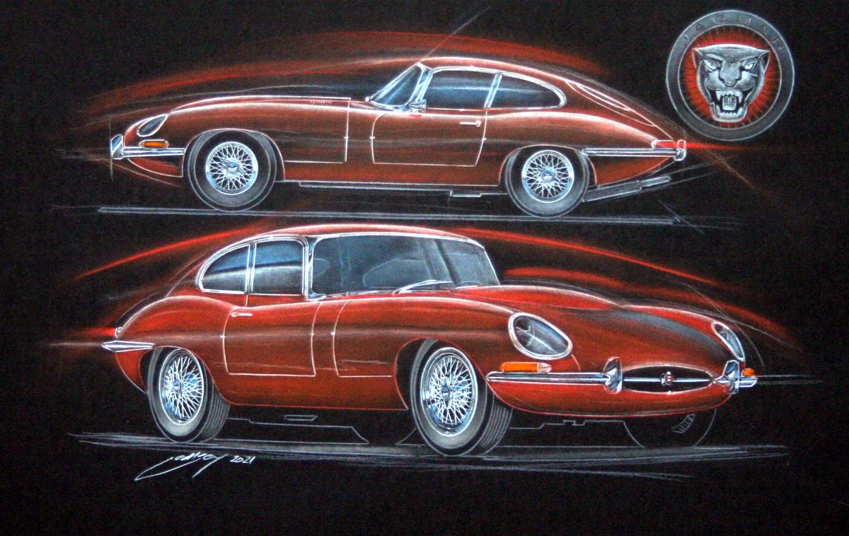 Jaguar e-type Georg Gedl | Ilustracija Georg Gedl