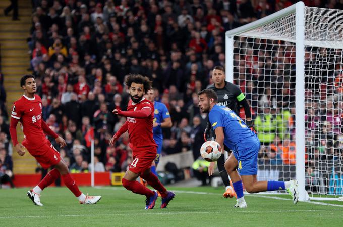 Zvezdniška zasedba Liverpoola je na Anfieldu premagala Union iz Belgije in zadržala stoodstotni niz v ligi Europa. | Foto: Reuters