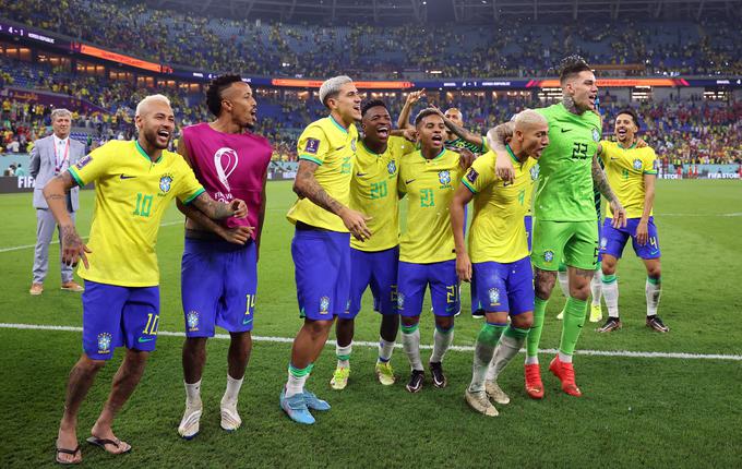 Brazilski nogometaši so si dali duška po zmagi nad Južno Korejo. | Foto: Reuters