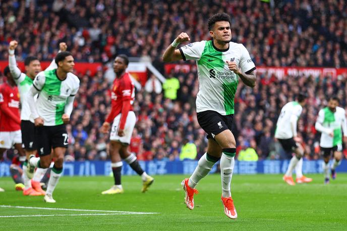 Luis Diaz Liverpool | Kolumbijec Luis Diaz je Liverpool na gostovanju v Manchestru v 23. minuti popeljal v vodstvo. | Foto Reuters