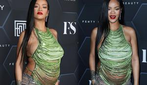 Rihanna tudi med nosečnostjo ostaja modno izzivalna
